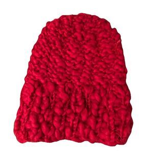 PURE WOOL RED BEANIE EARTH DIVAS ‎ 100% ARTIST NEPAL HIPPIE CHIC HAND KNIT NWT